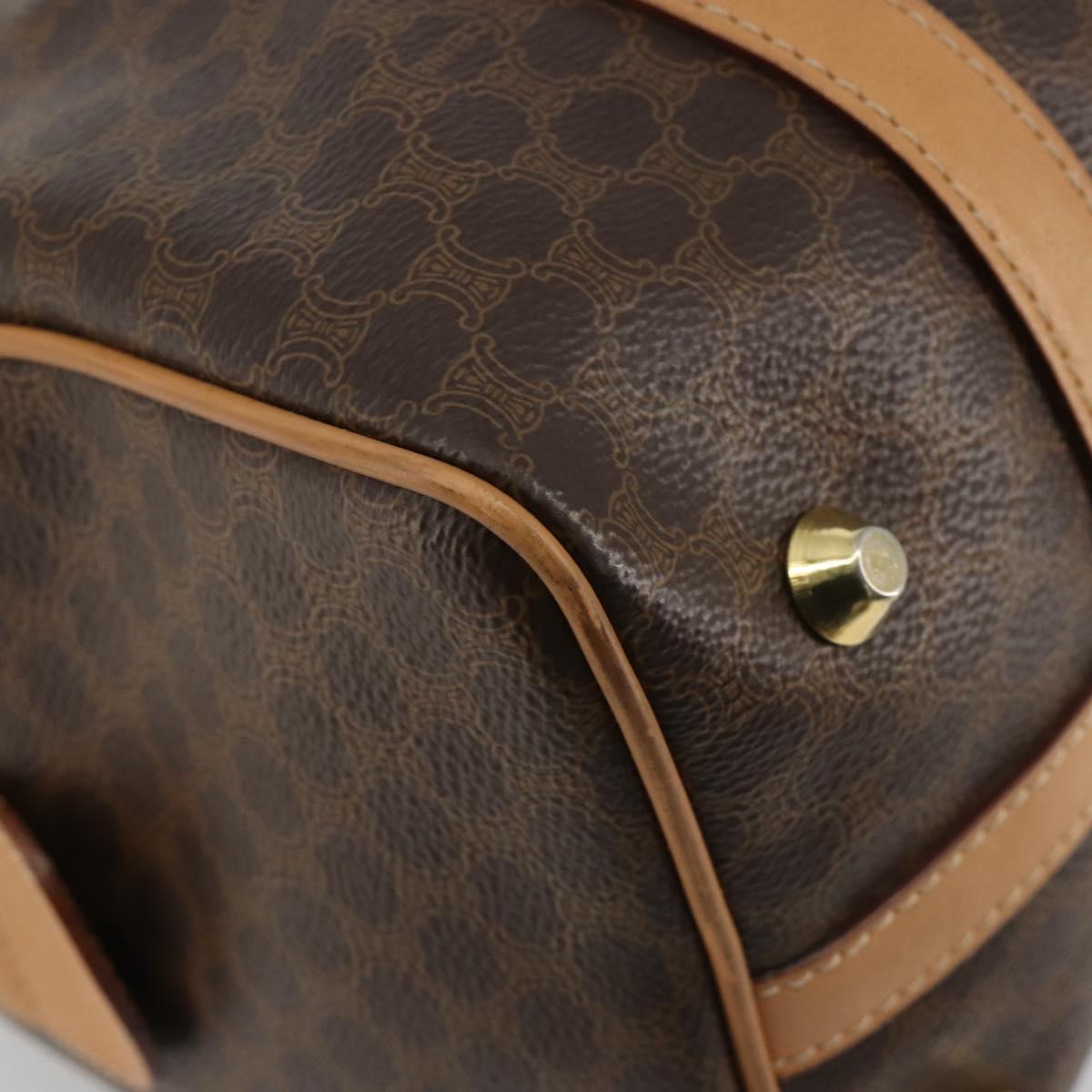 CELINE Macadam Canvas Hand Bag PVC Leather Brown Gold Auth 183222A