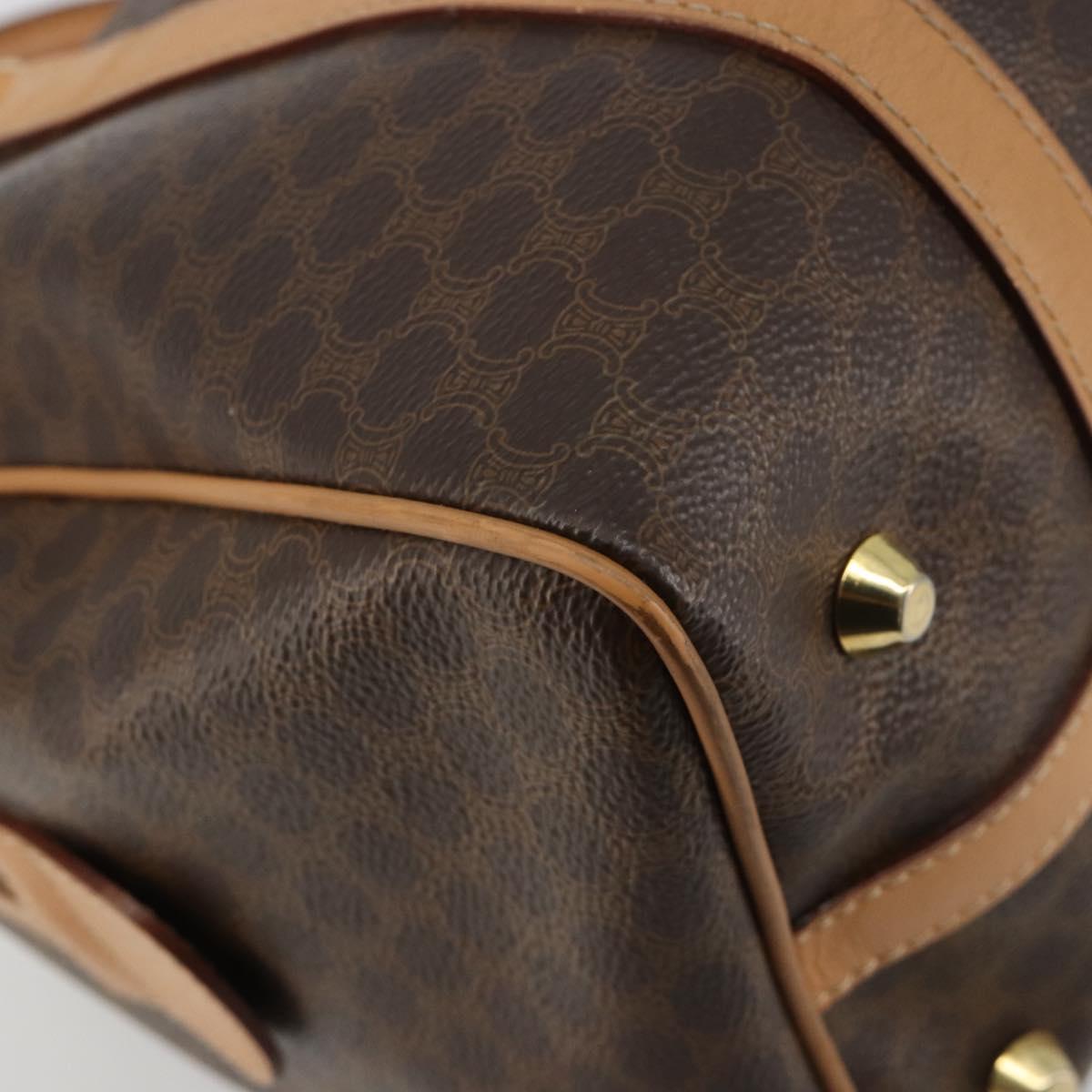 CELINE Macadam Canvas Hand Bag PVC Leather Brown Gold Auth 183222A