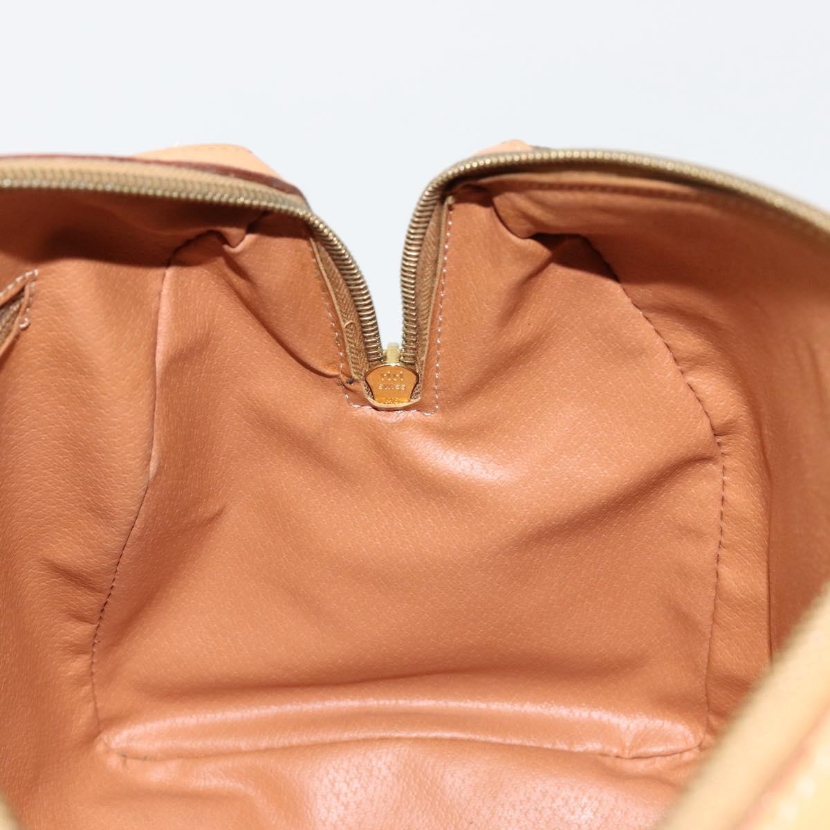 CELINE Macadam Canvas Hand Bag PVC Leather Brown Gold Auth 183222A