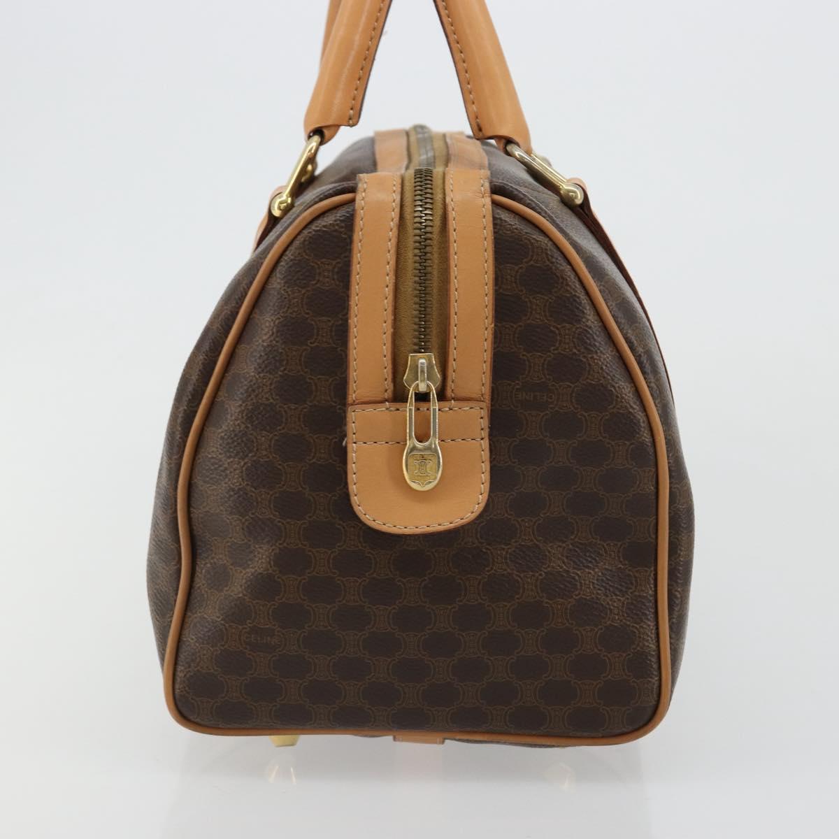 CELINE Macadam Canvas Hand Bag PVC Leather Brown Gold Auth 183222A