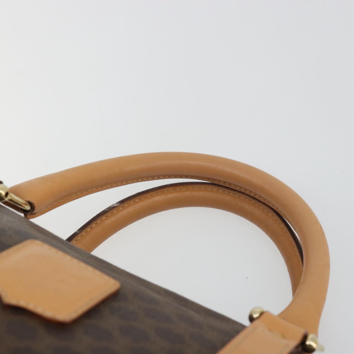 CELINE Macadam Canvas Hand Bag PVC Leather Brown Gold Auth 183222A
