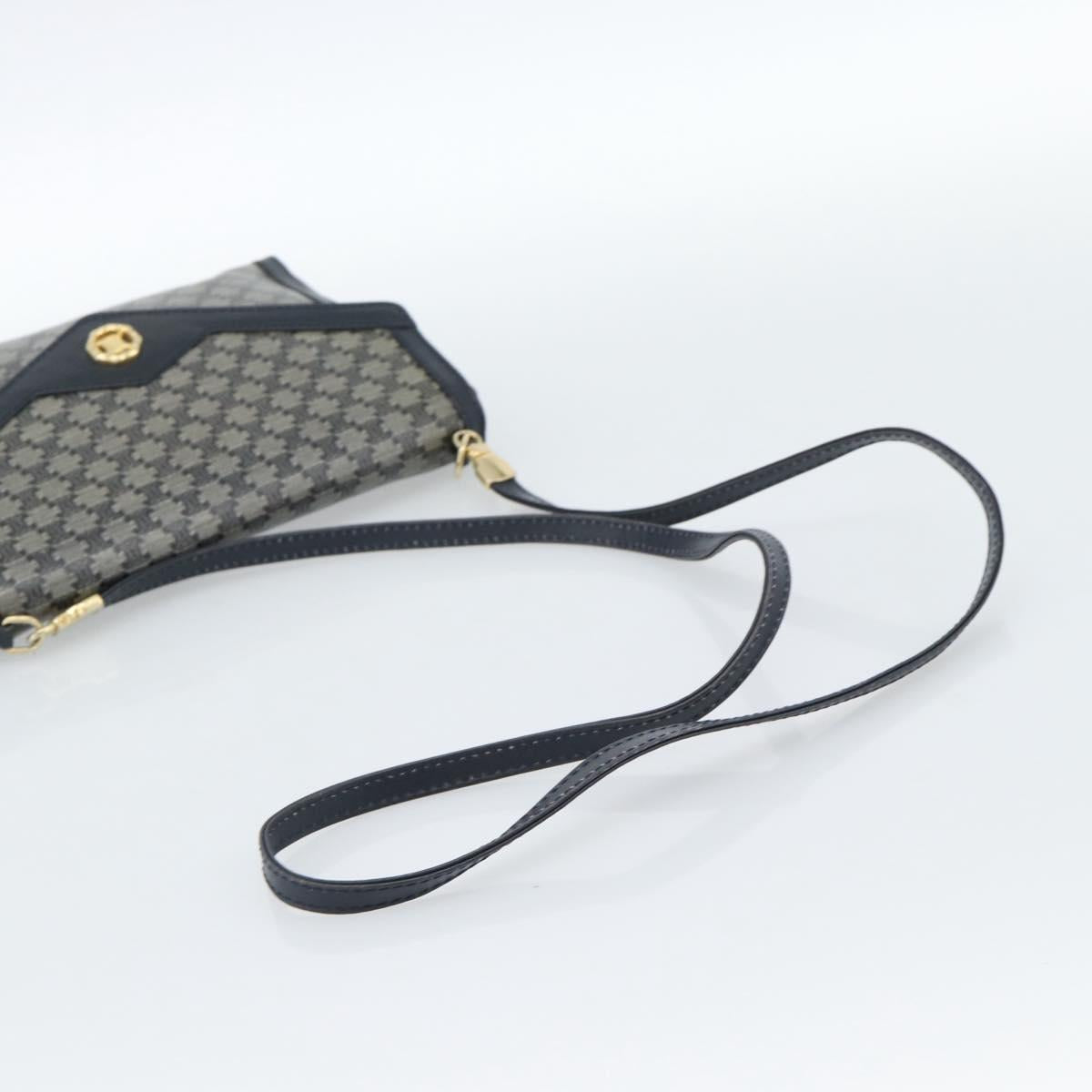 CELINE Macadam Canvas Shoulder Bag PVC Navy Gold Auth 183228A