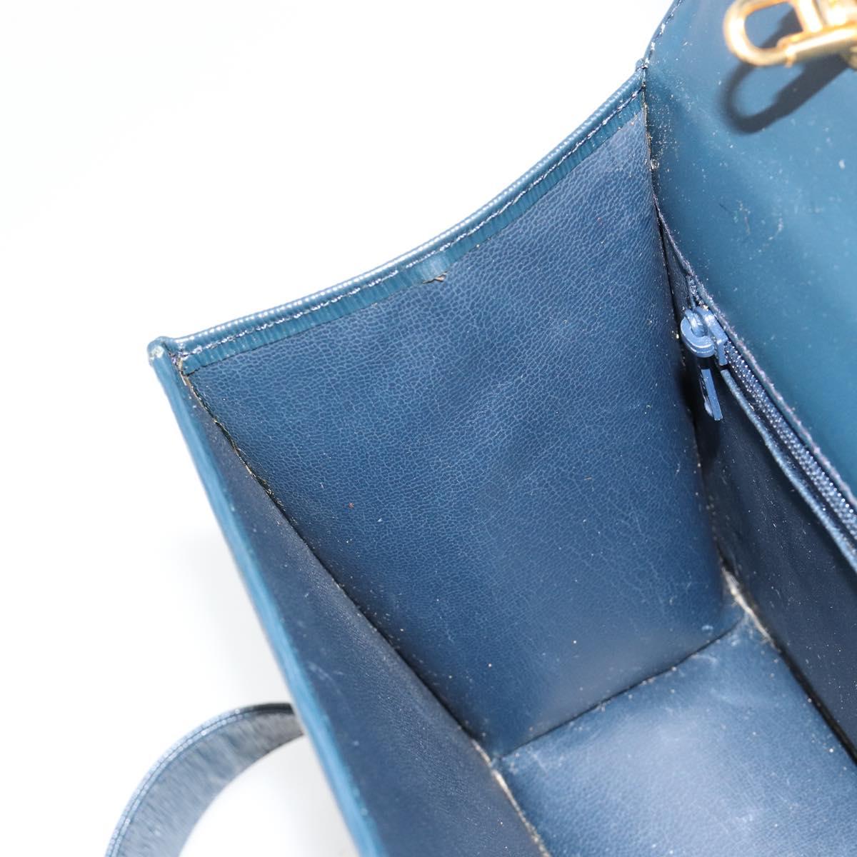 Chloe Chain Shoulder Bag Leather Navy Gold Auth 183231A