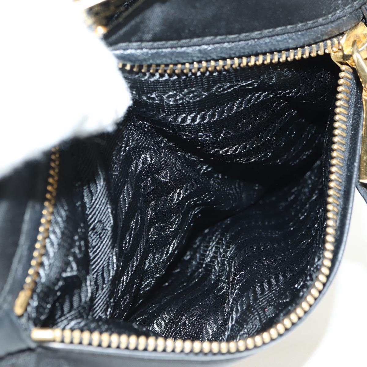 PRADA Shoulder Bag Nylon Black Gold Auth 183232SAV