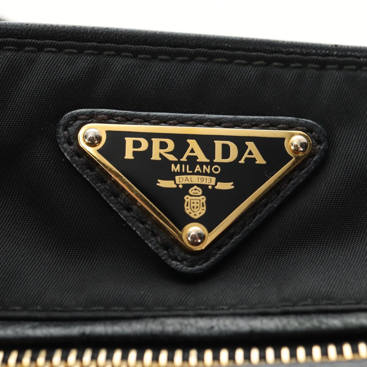 PRADA Shoulder Bag Nylon Black Gold Auth 183232SAV