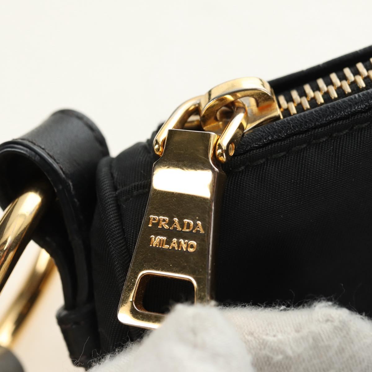 PRADA Shoulder Bag Nylon Black Gold Auth 183232SAV