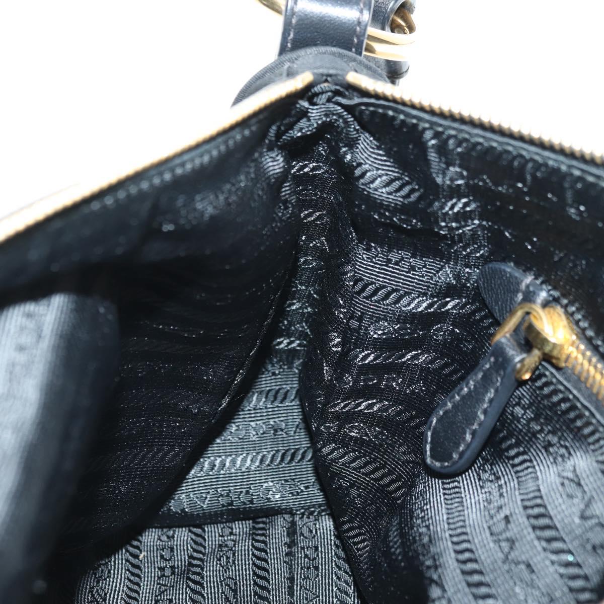 PRADA Shoulder Bag Nylon Black Gold Auth 183232SAV