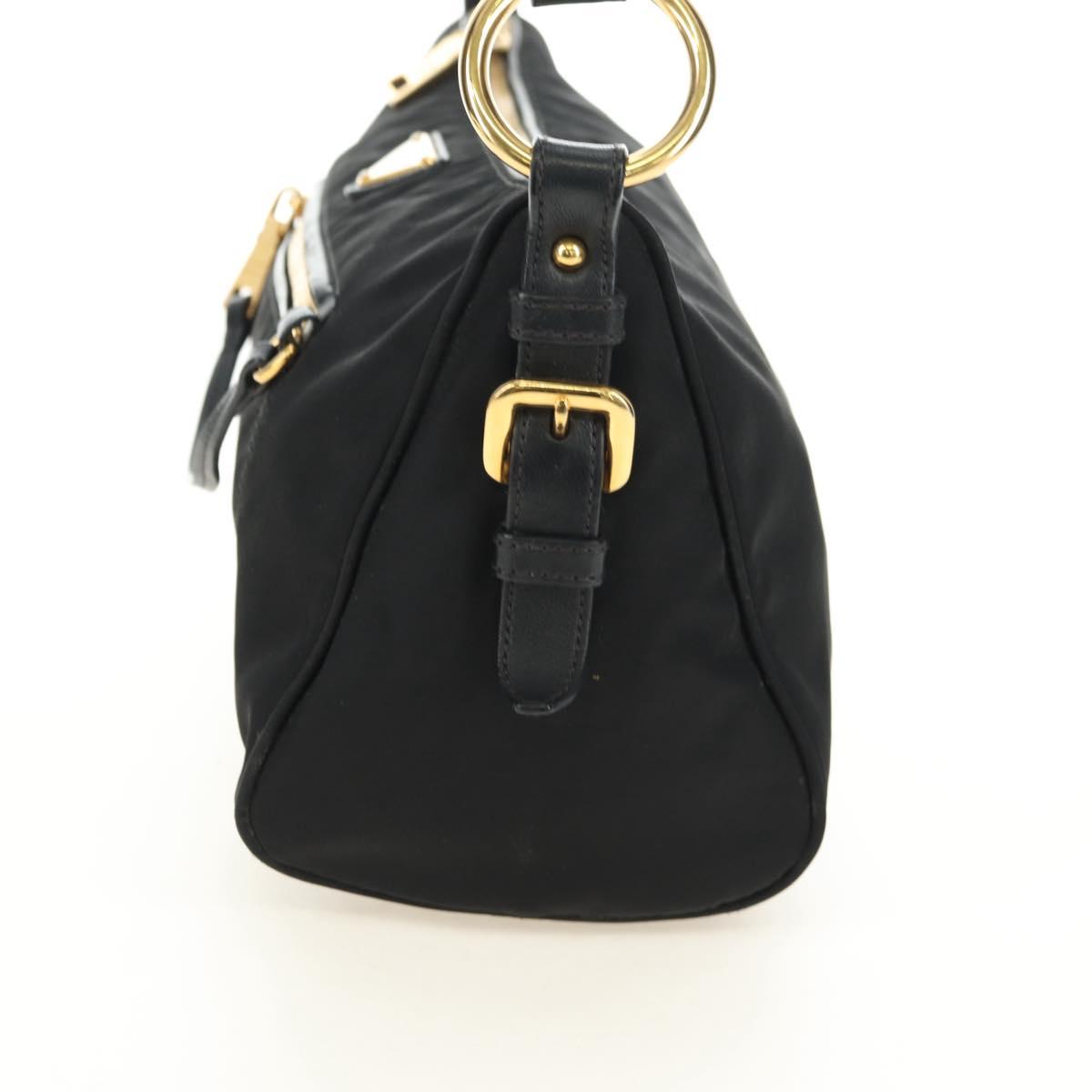 PRADA Shoulder Bag Nylon Black Gold Auth 183232SAV