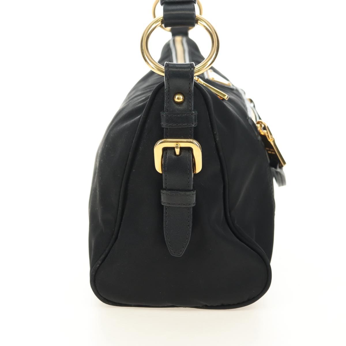 PRADA Shoulder Bag Nylon Black Gold Auth 183232SAV