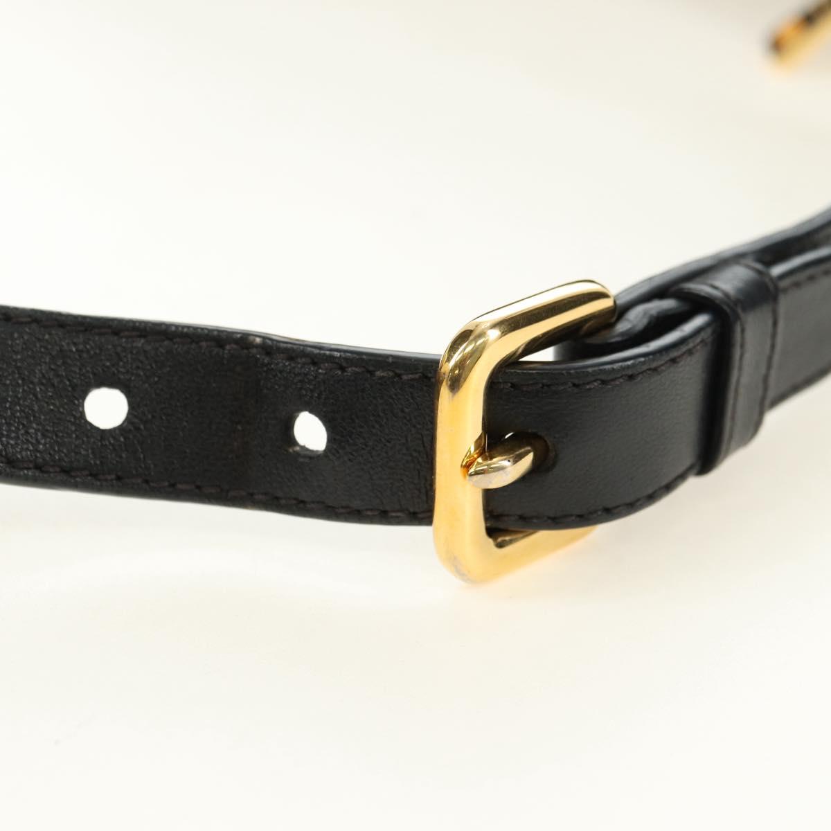 PRADA Shoulder Bag Nylon Black Gold Auth 183232SAV