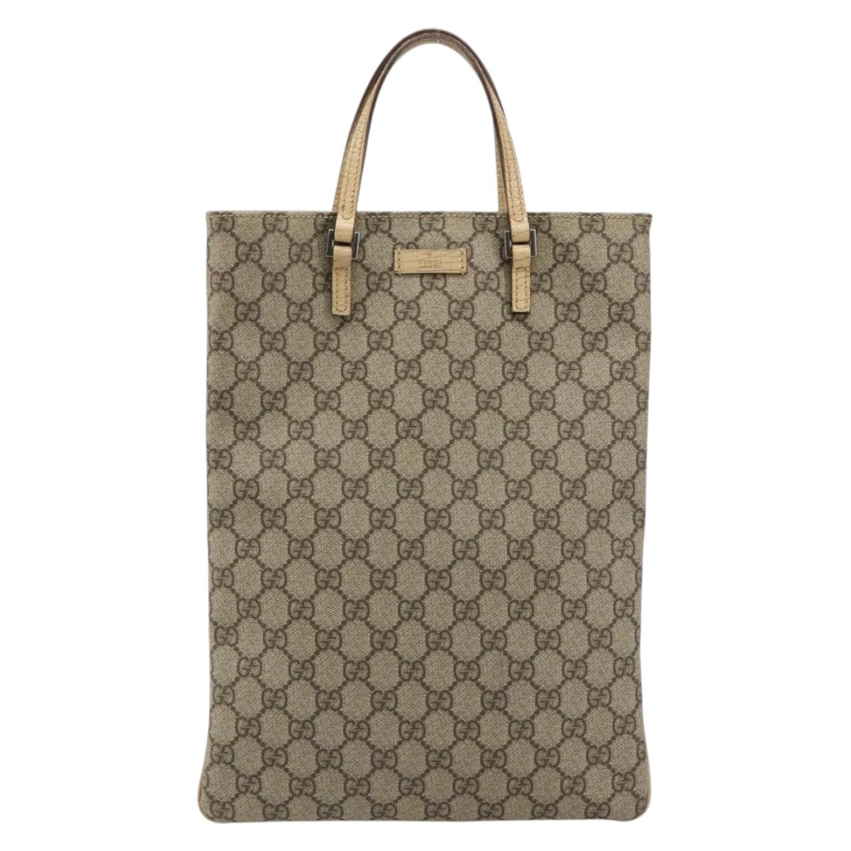 GUCCI GG Supreme Hand Bag PVC Beige Silver 117551 Auth 183237