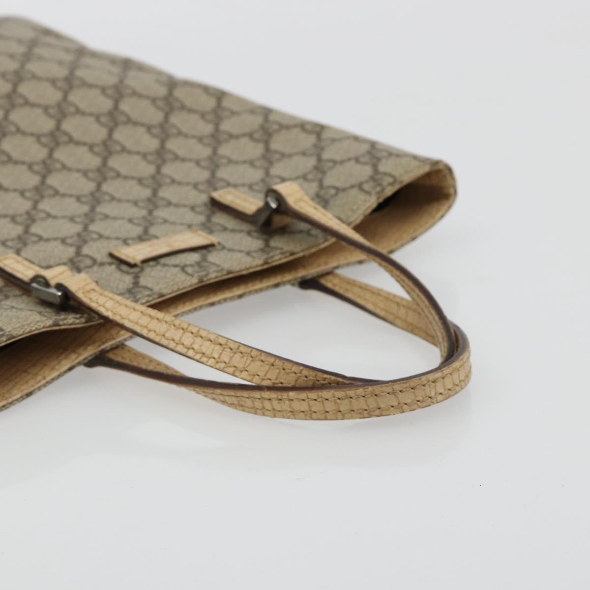 GUCCI GG Supreme Hand Bag PVC Beige Silver 117551 Auth 183237