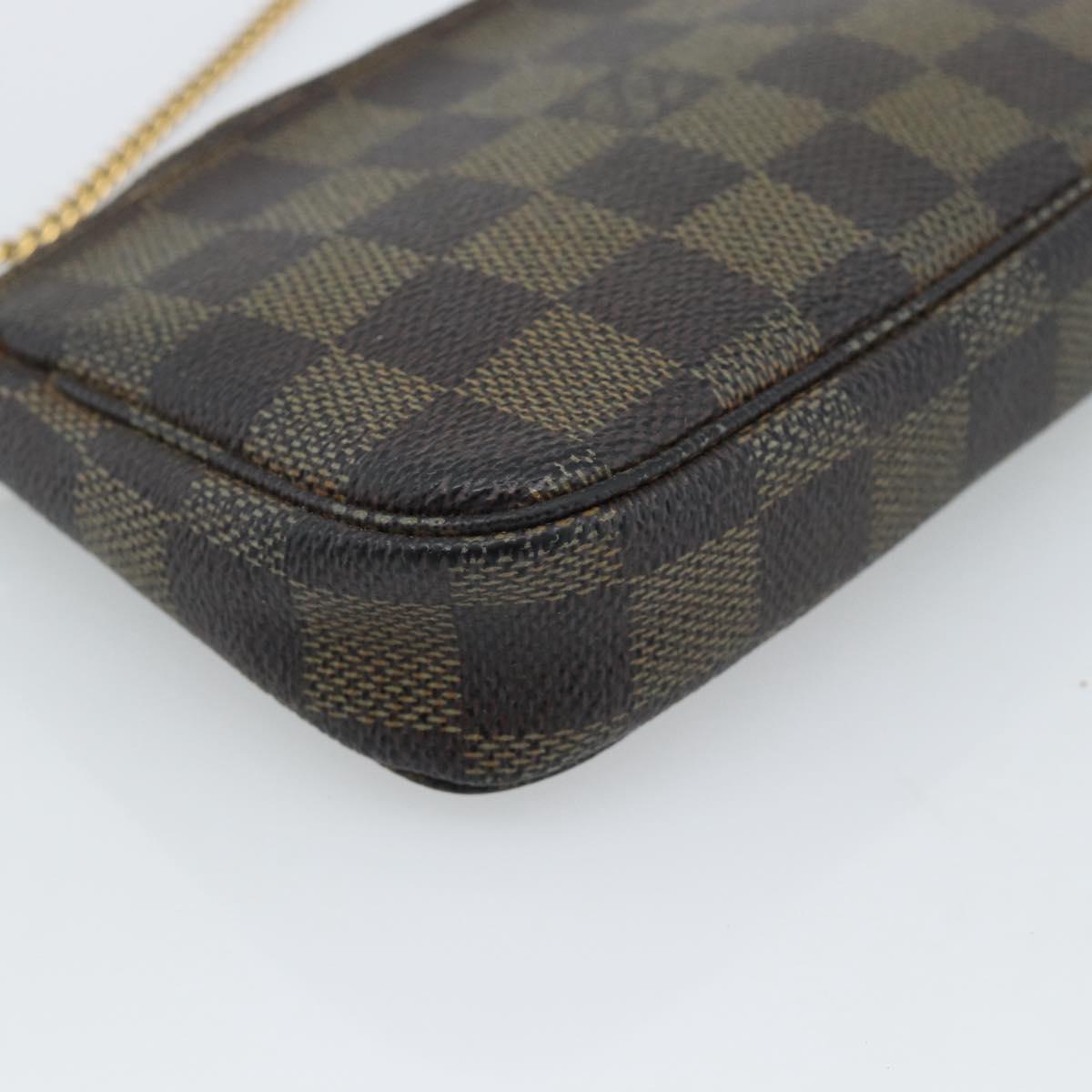 LOUIS VUITTON Damier Ebene Mini Pochette Accessoires Pouch N58009 LV Auth 183239