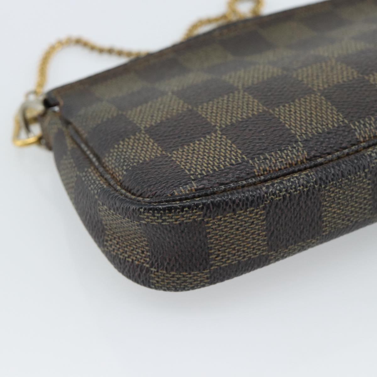 LOUIS VUITTON Damier Ebene Mini Pochette Accessoires Pouch N58009 LV Auth 183239