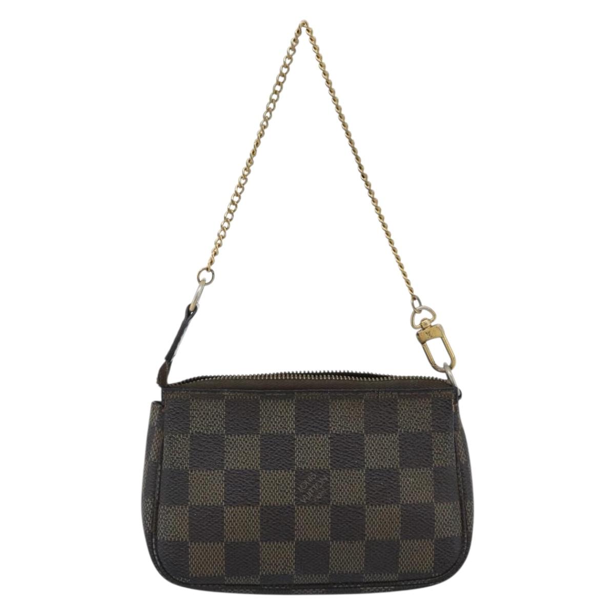 LOUIS VUITTON Damier Ebene Mini Pochette Accessoires Pouch N58009 LV Auth 183239