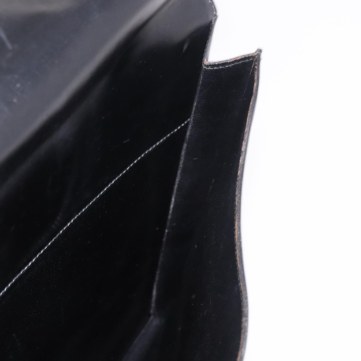 HERMES Kirius Business Bag Leather Black Gold Auth 183240
