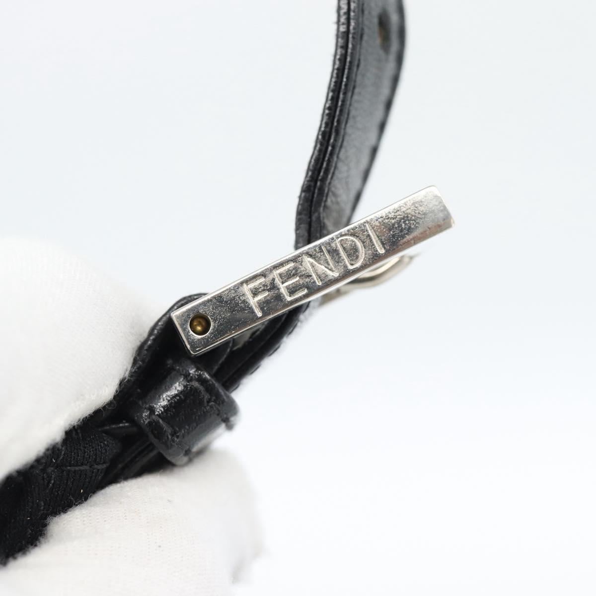 FENDI Mamma Baguette Hand Bag Cotton Jersey Silver Black Auth 183244