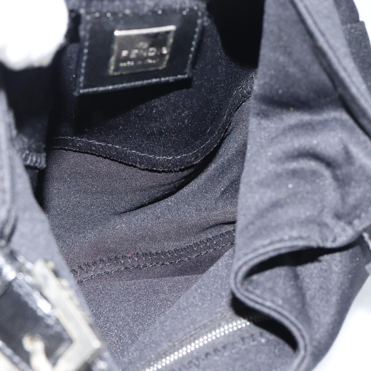 FENDI Mamma Baguette Hand Bag Cotton Jersey Silver Black Auth 183244
