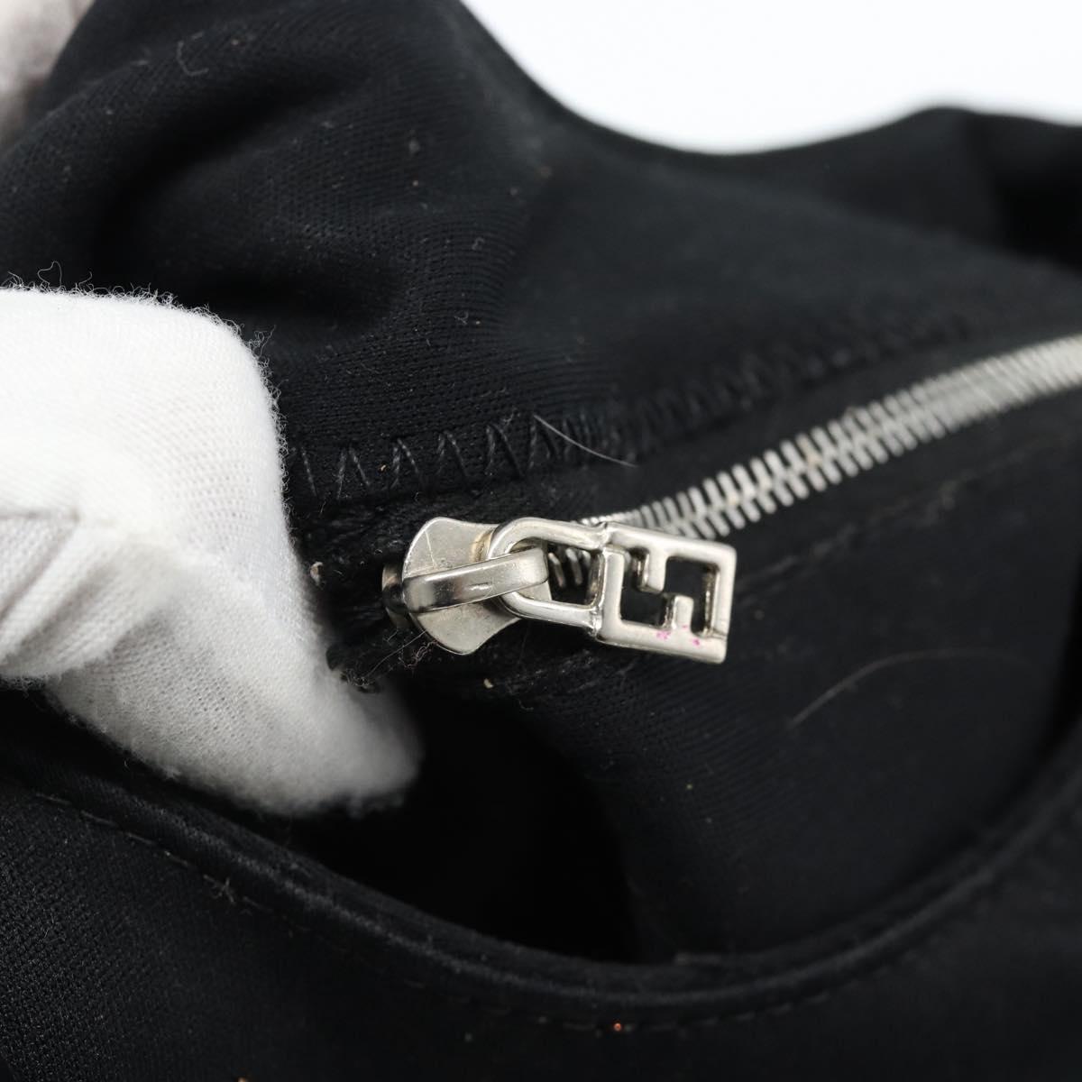 FENDI Mamma Baguette Hand Bag Cotton Jersey Silver Black Auth 183244
