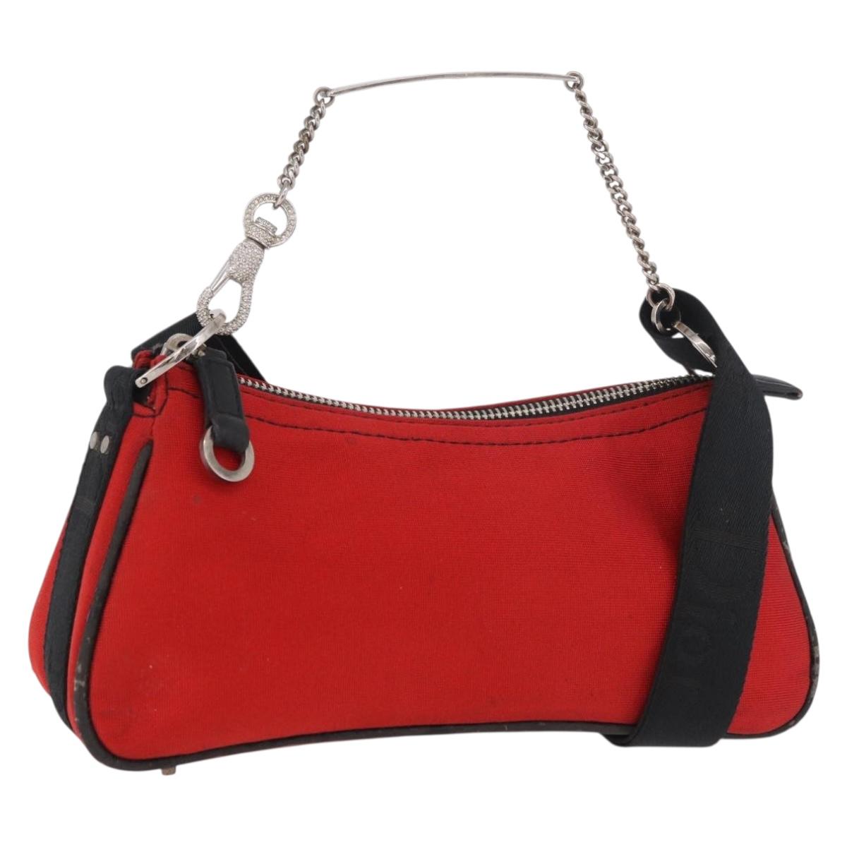 Christian Dior Hardcore Shoulder Bag Canvas Silver Red Auth 183247