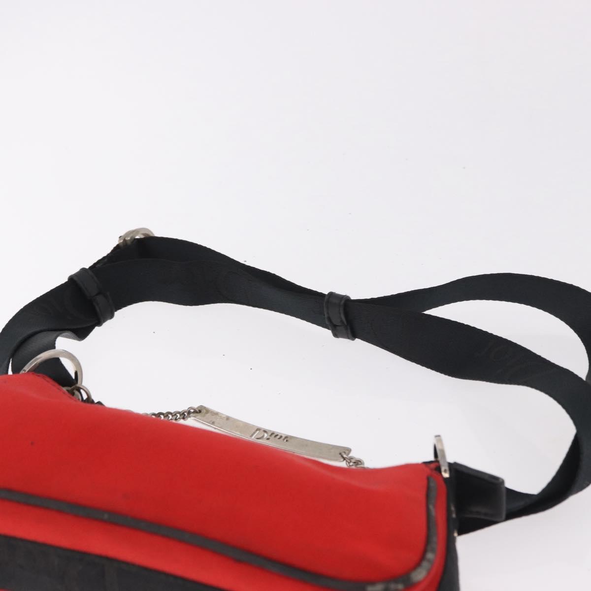 Christian Dior Hardcore Shoulder Bag Canvas Silver Red Auth 183247