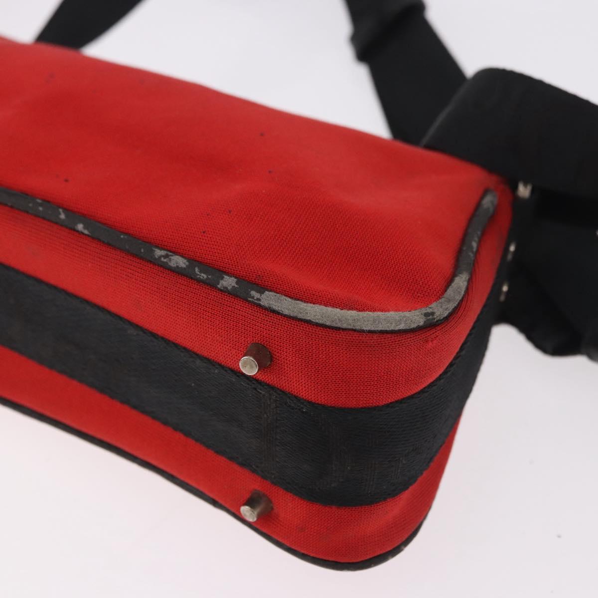 Christian Dior Hardcore Shoulder Bag Canvas Silver Red Auth 183247