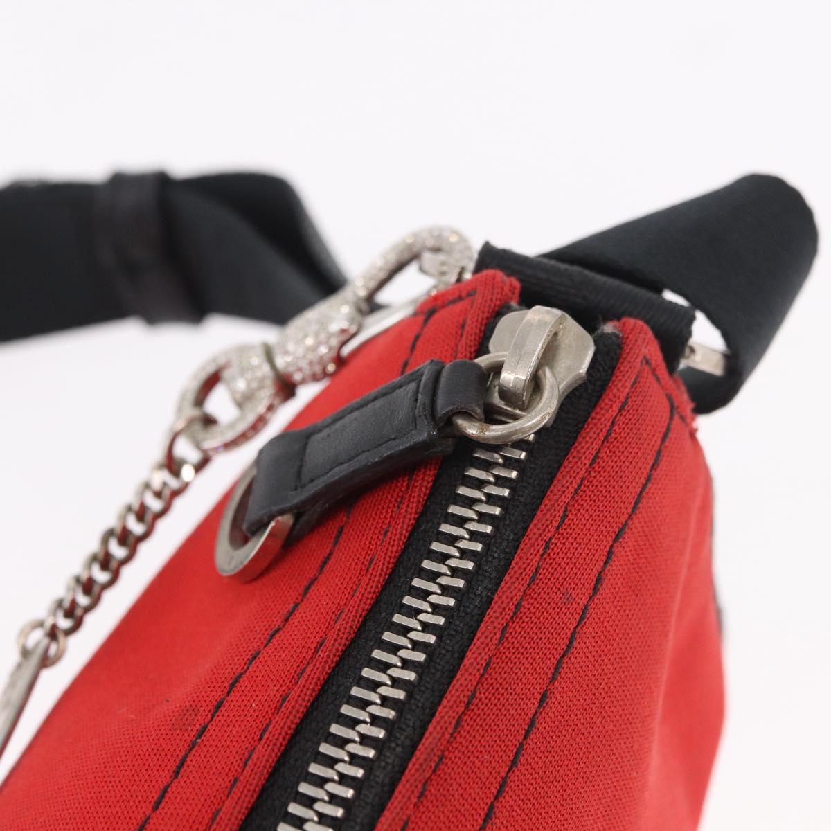 Christian Dior Hardcore Shoulder Bag Canvas Silver Red Auth 183247