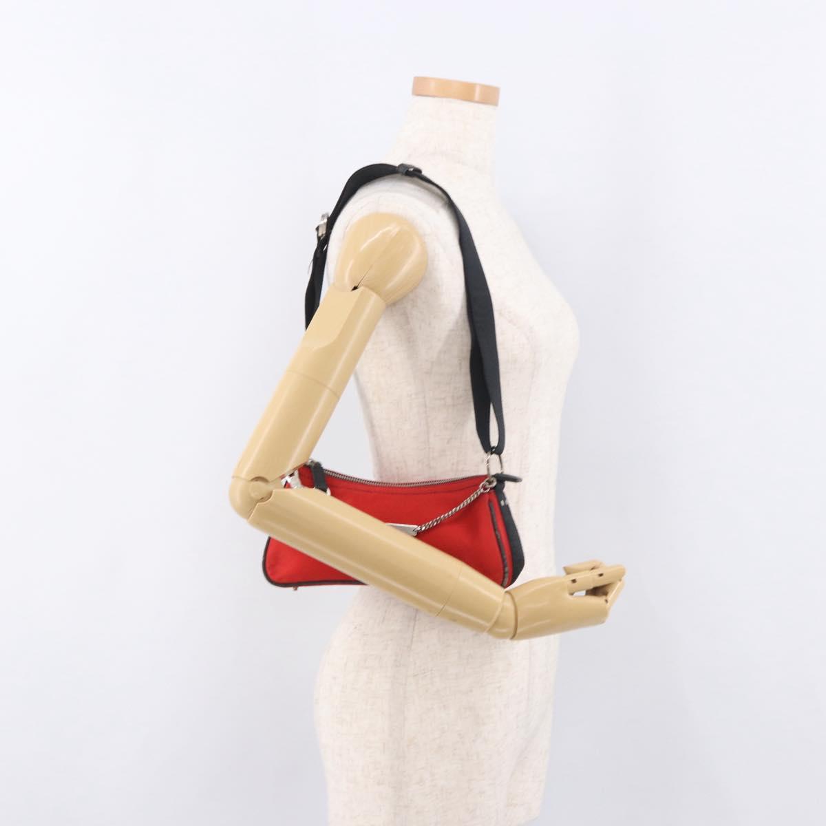 Christian Dior Hardcore Shoulder Bag Canvas Silver Red Auth 183247