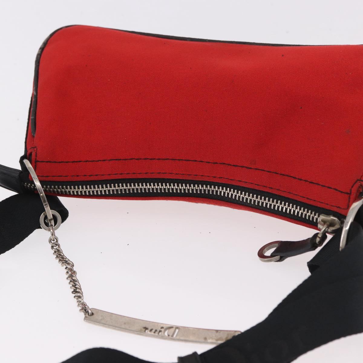 Christian Dior Hardcore Shoulder Bag Canvas Silver Red Auth 183247