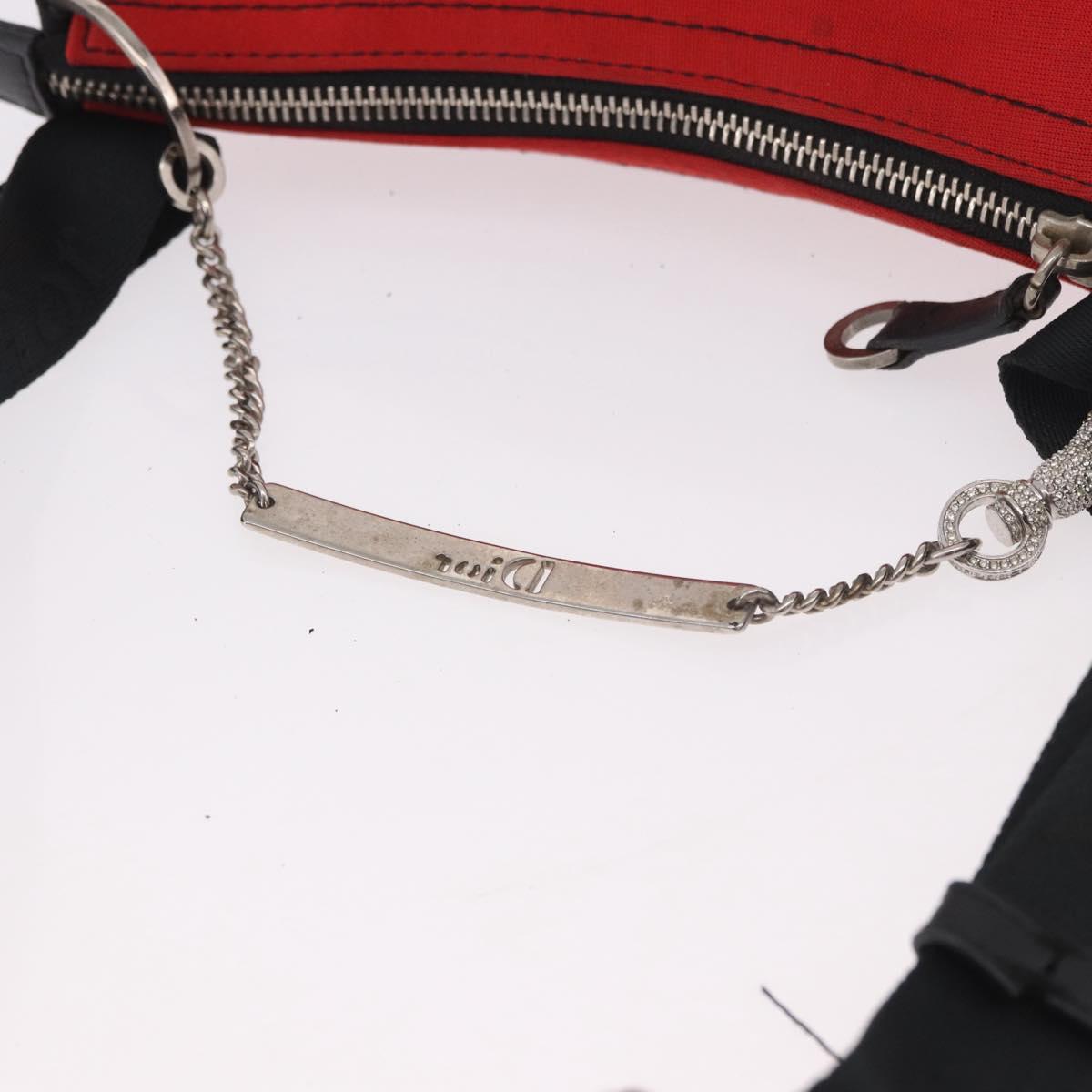 Christian Dior Hardcore Shoulder Bag Canvas Silver Red Auth 183247
