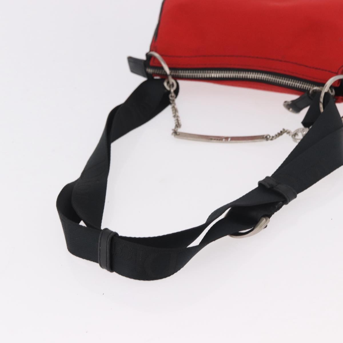Christian Dior Hardcore Shoulder Bag Canvas Silver Red Auth 183247