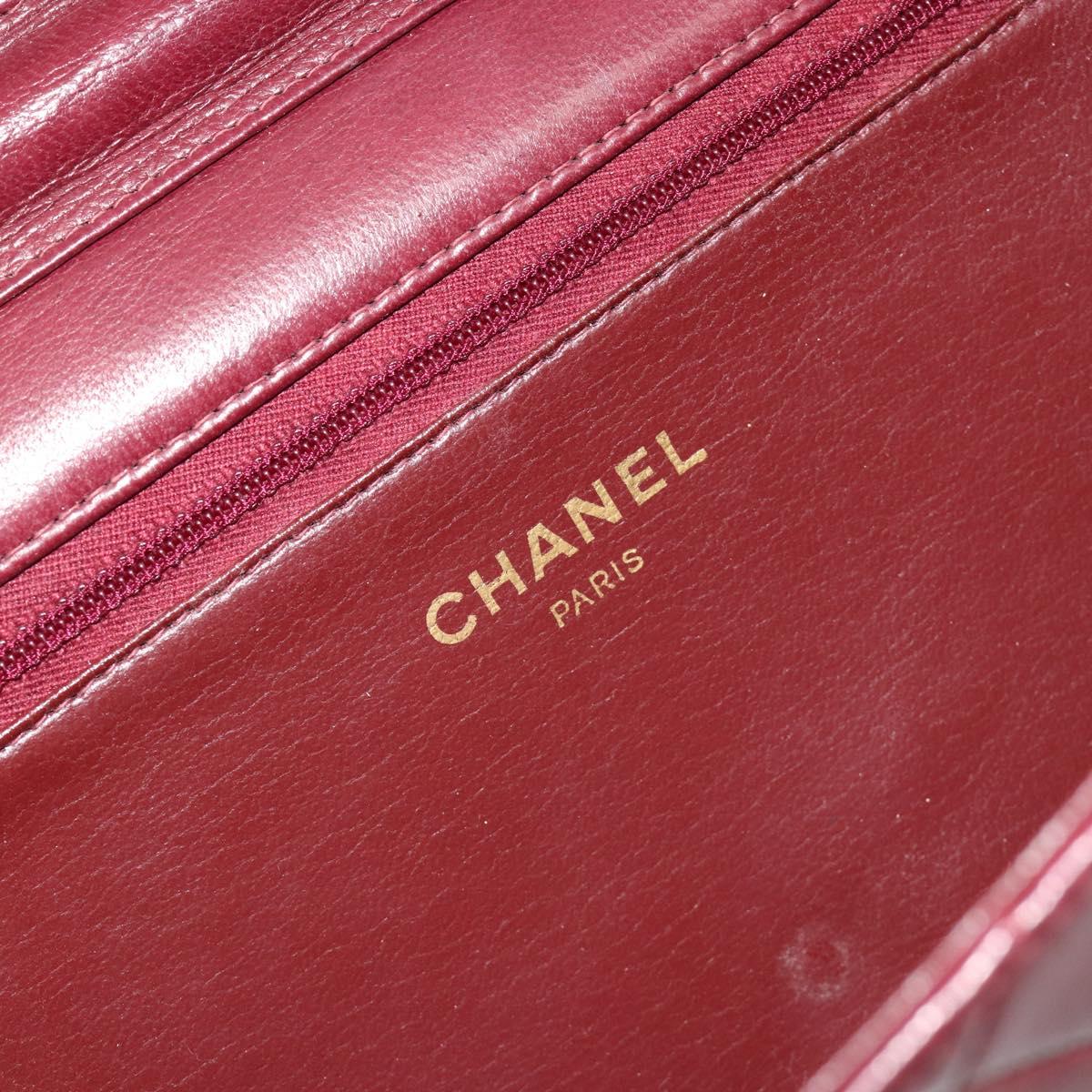 CHANEL Matelasse Chain Shoulder Bag Lamb Skin Bordeaux Gold CC Auth 183248A
