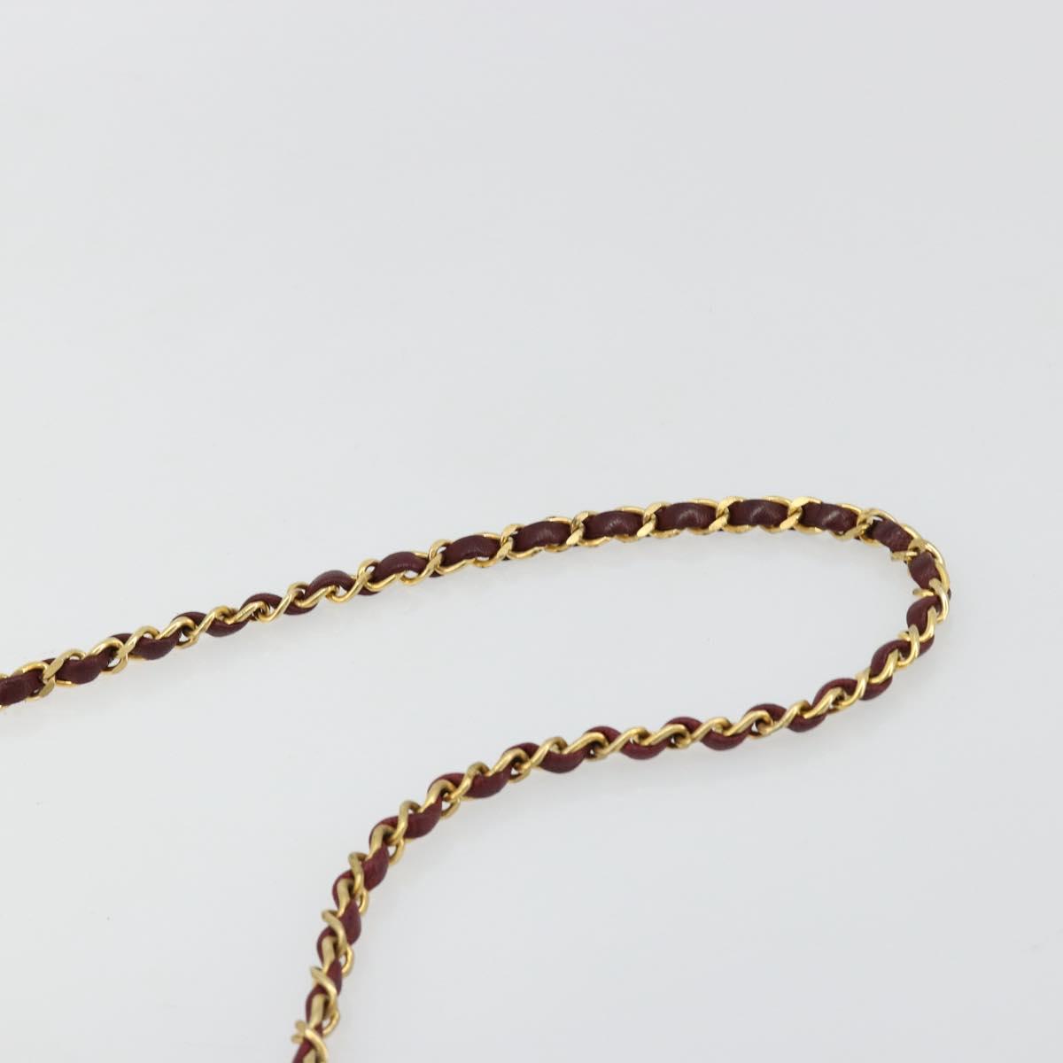 CHANEL Matelasse Chain Shoulder Bag Lamb Skin Bordeaux Gold CC Auth 183248A