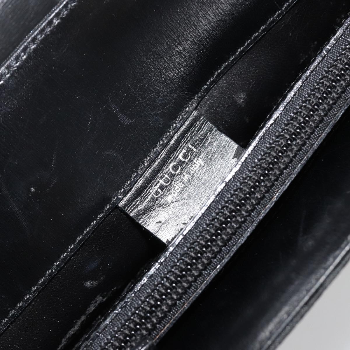 GUCCI Shoulder Bag Embossed leather Black Silver 001 3158 Auth 183254