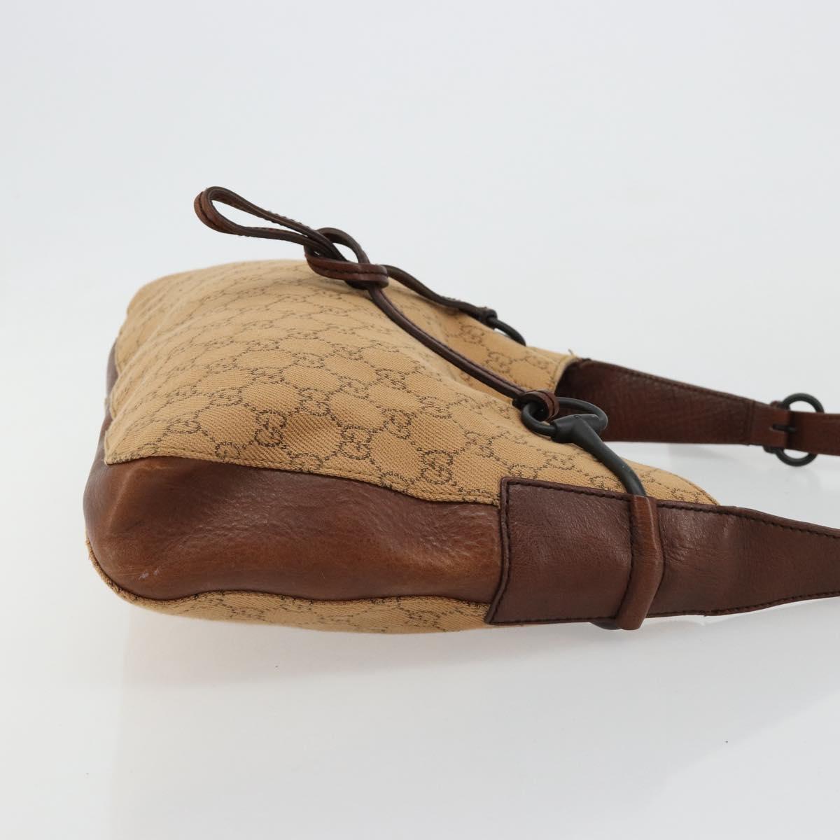 GUCCI GG Canvas Horsebit Shoulder Bag Beige 101975 Auth 183256A