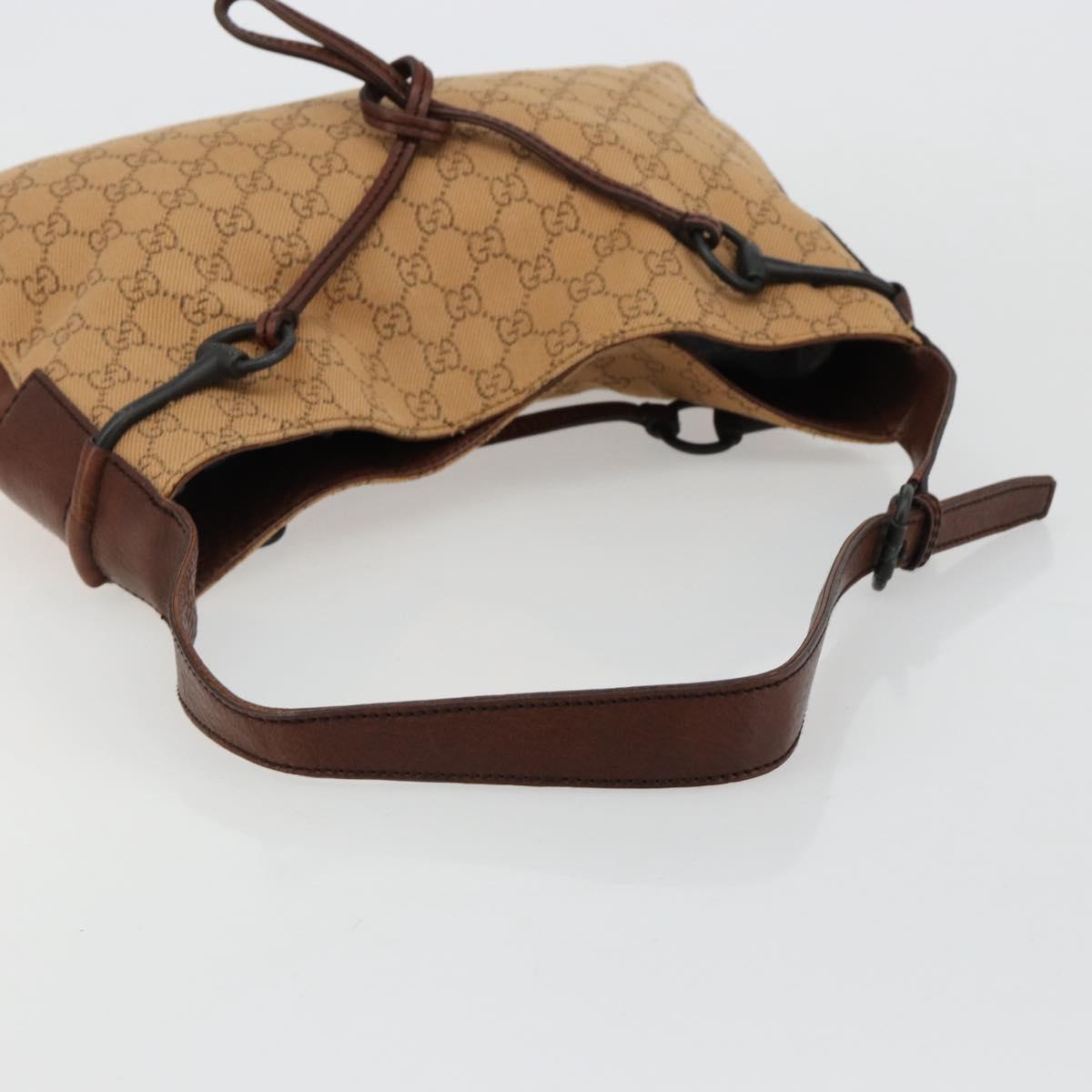 GUCCI GG Canvas Horsebit Shoulder Bag Beige 101975 Auth 183256A