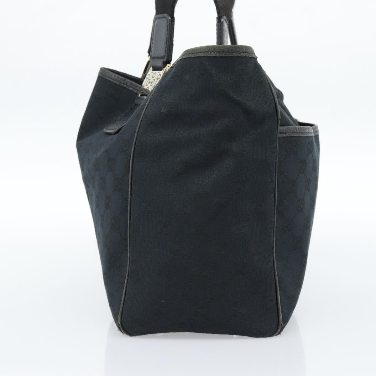 GUCCI GG Canvas Tote Bag Black Gold 145758 Auth 183257