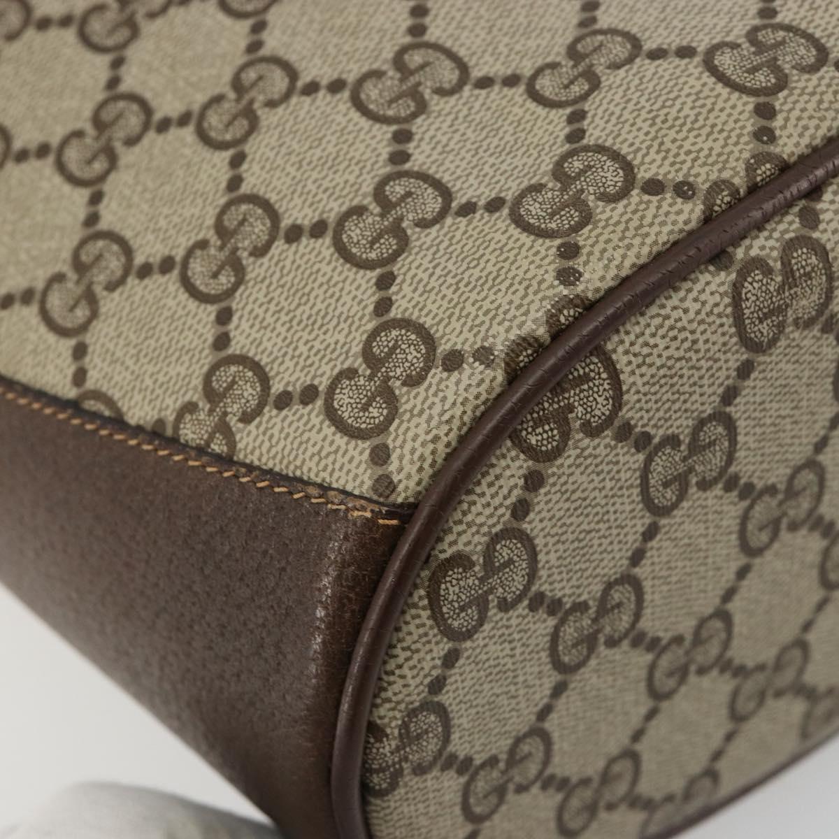 GUCCI GG Supreme Web Sherry Line Bag PVC Beige Gold 904 02 081 Auth 183259