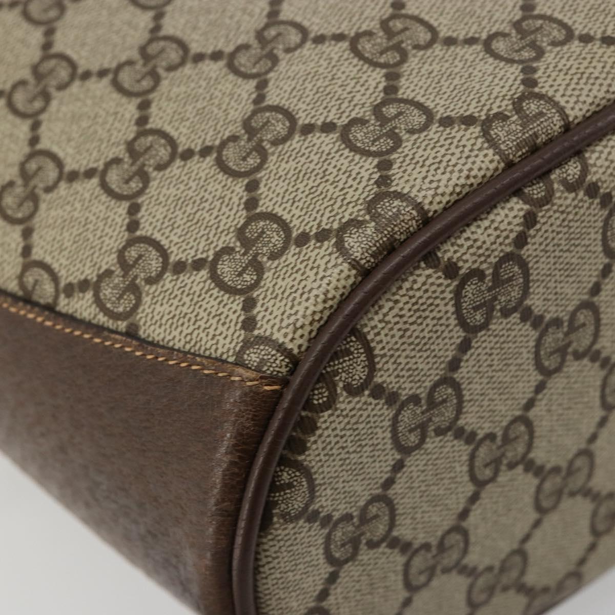 GUCCI GG Supreme Web Sherry Line Bag PVC Beige Gold 904 02 081 Auth 183259