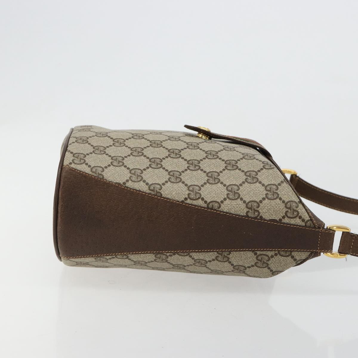 GUCCI GG Supreme Web Sherry Line Bag PVC Beige Gold 904 02 081 Auth 183259