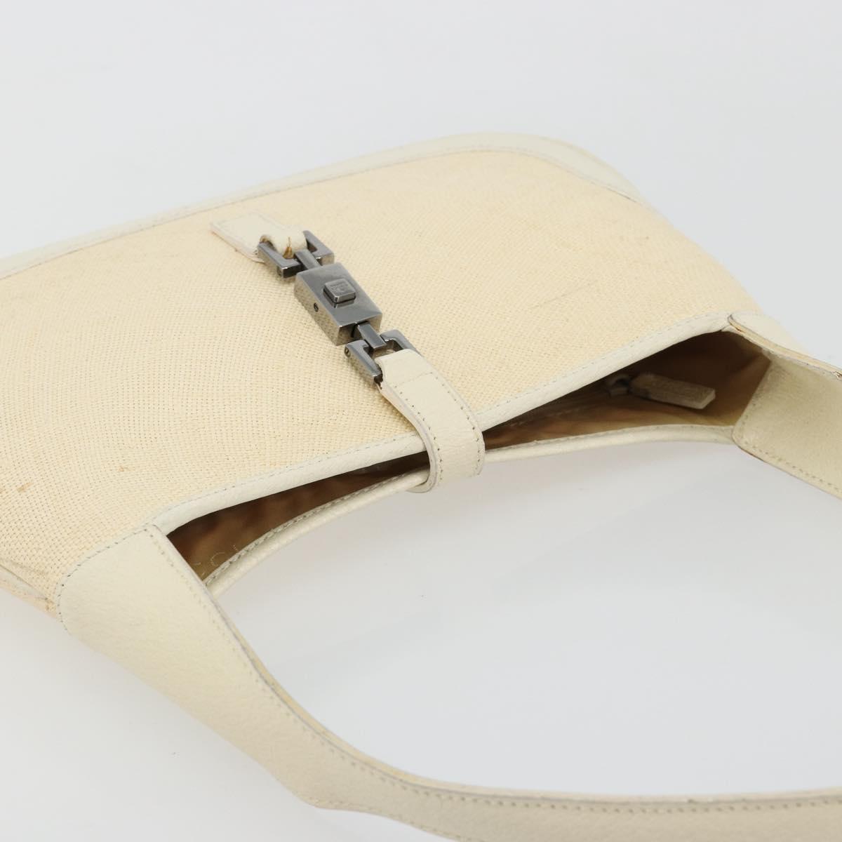 GUCCI Jackie Shoulder Bag Canvas Ivory Gold 001 3735 Auth 183266SAV