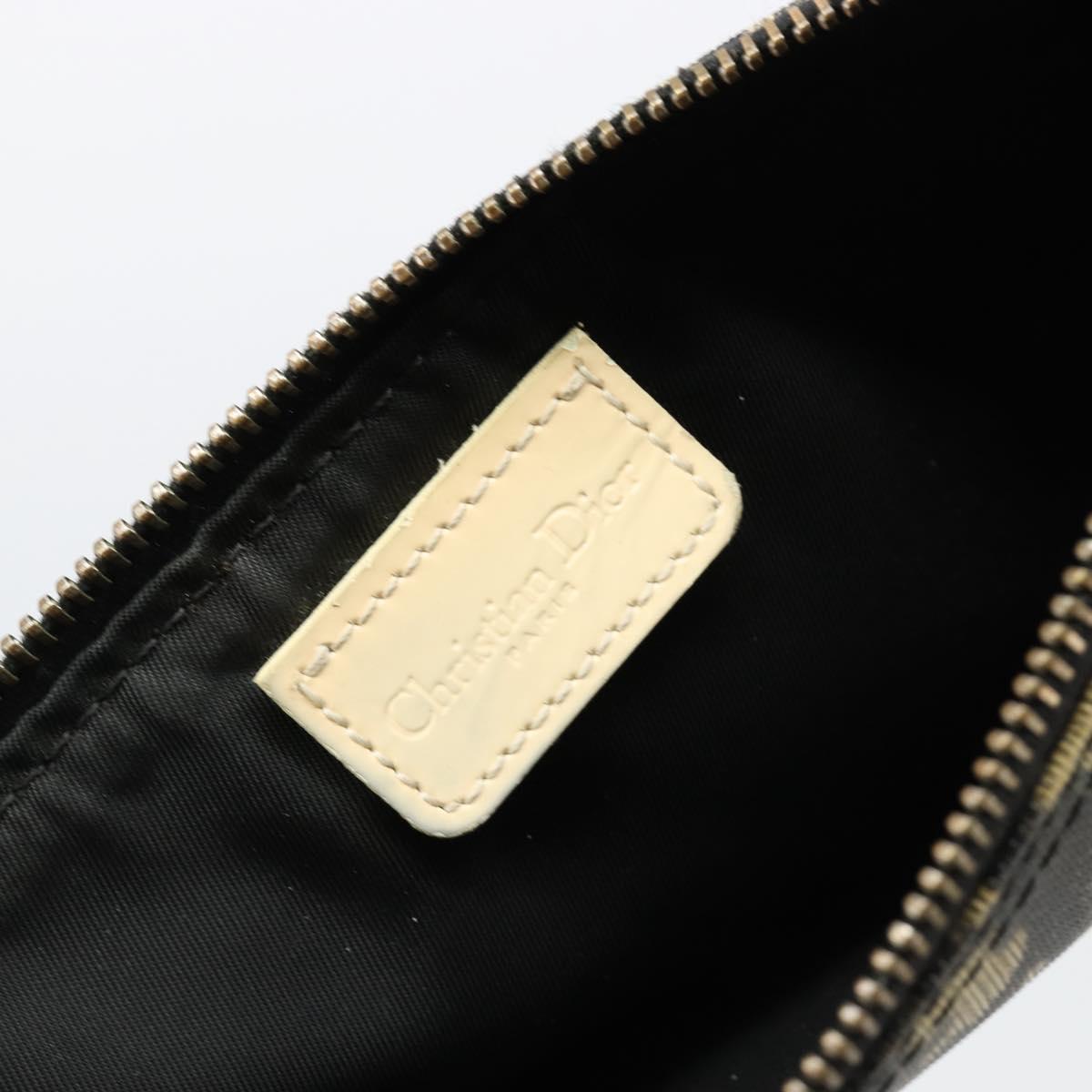 Christian Dior Trotter Canvas Saddle Pouch PVC Navy Silver Auth 183268
