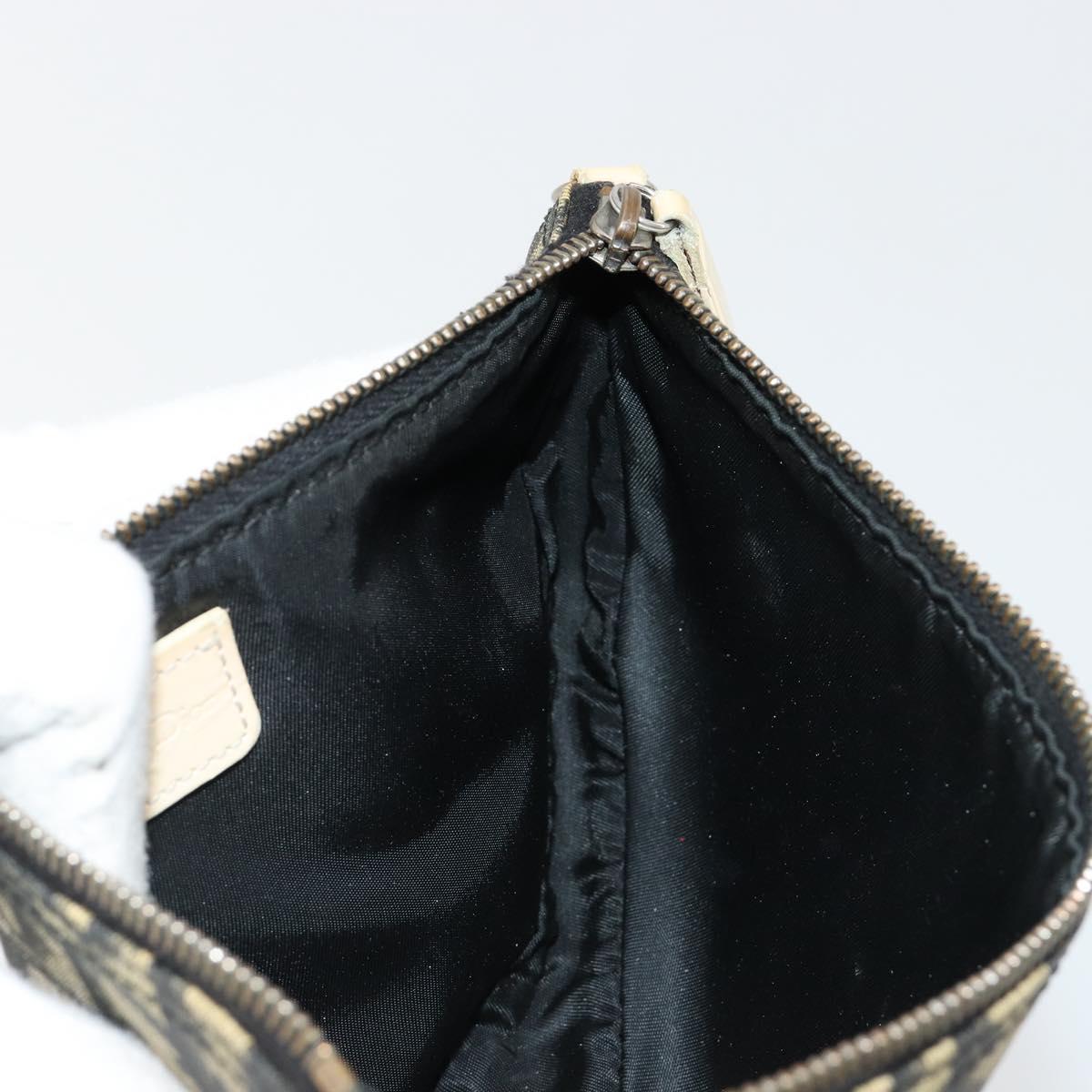 Christian Dior Trotter Canvas Saddle Pouch PVC Navy Silver Auth 183268