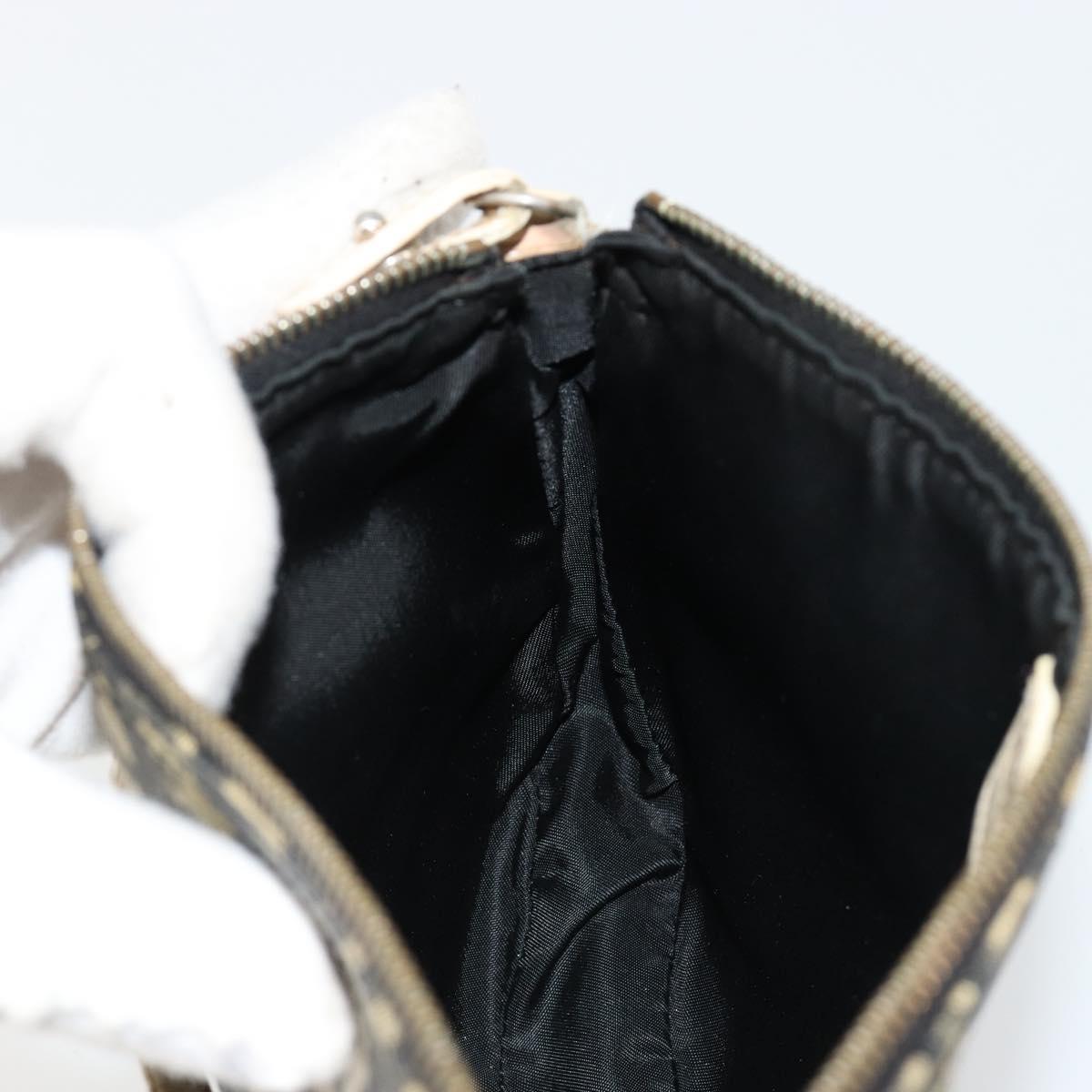 Christian Dior Trotter Canvas Saddle Pouch PVC Navy Silver Auth 183268