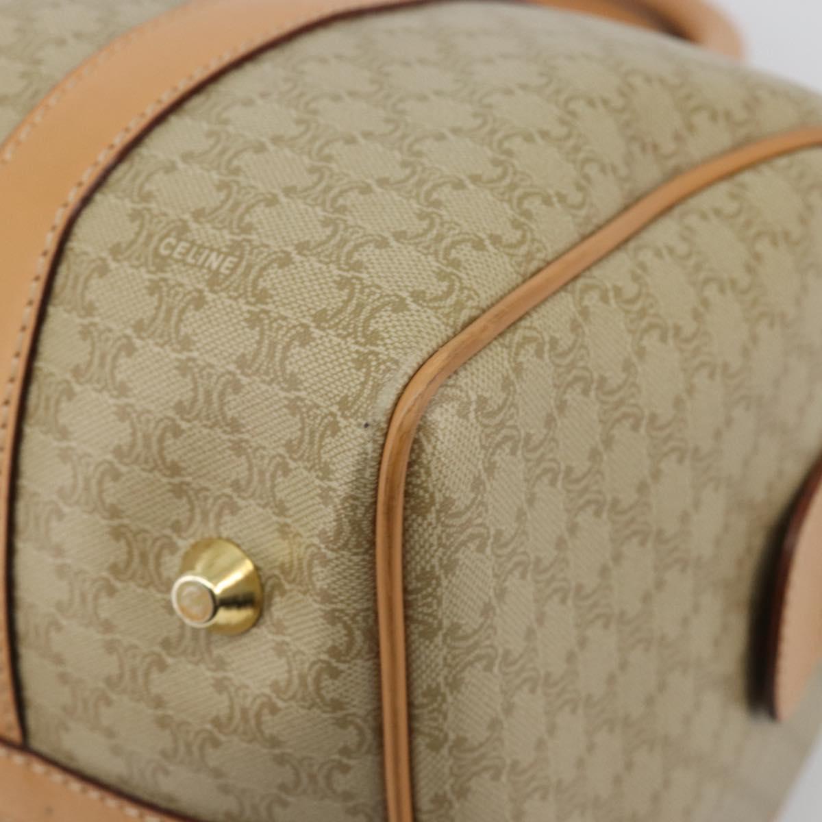 CELINE Macadam Canvas Hand Bag PVC Beige Gold Auth 183269A