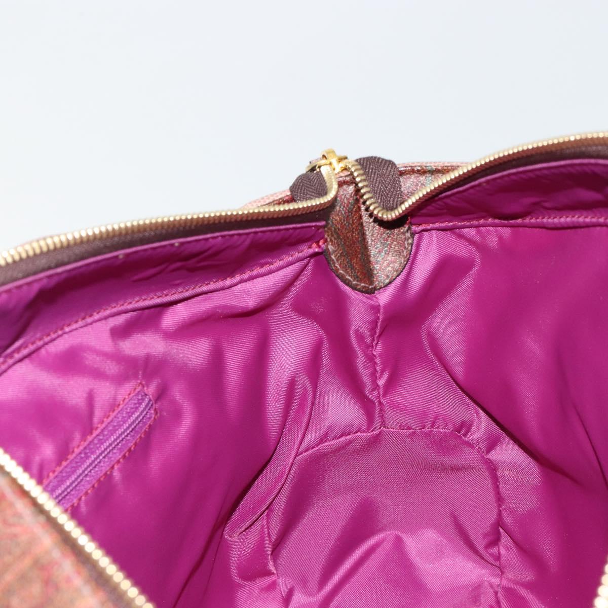 ETRO Hand Bag PVC Leather Brown Gold Auth 183273A