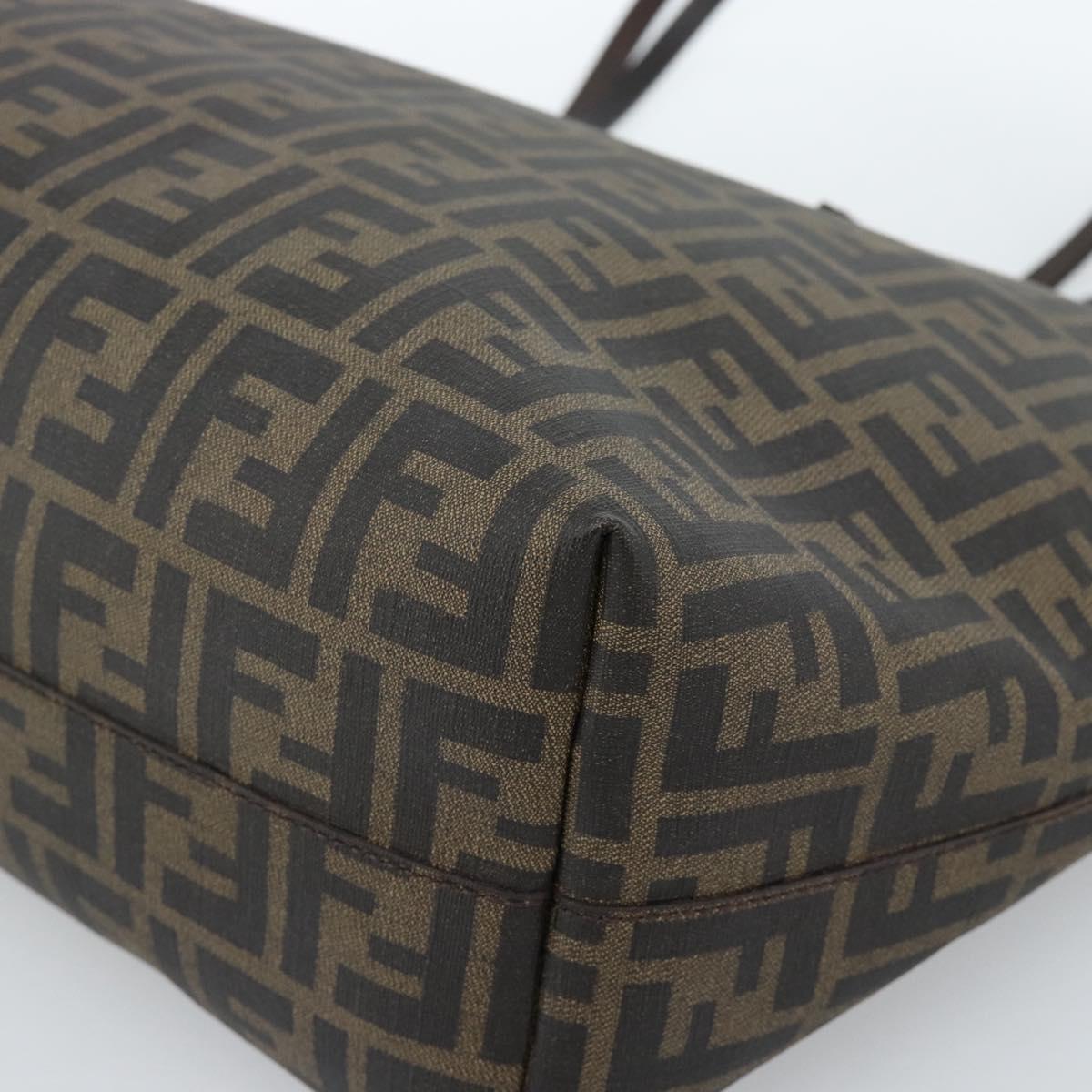 FENDI Zucca Canvas Tote Bag PVC Black Brown Auth 183274
