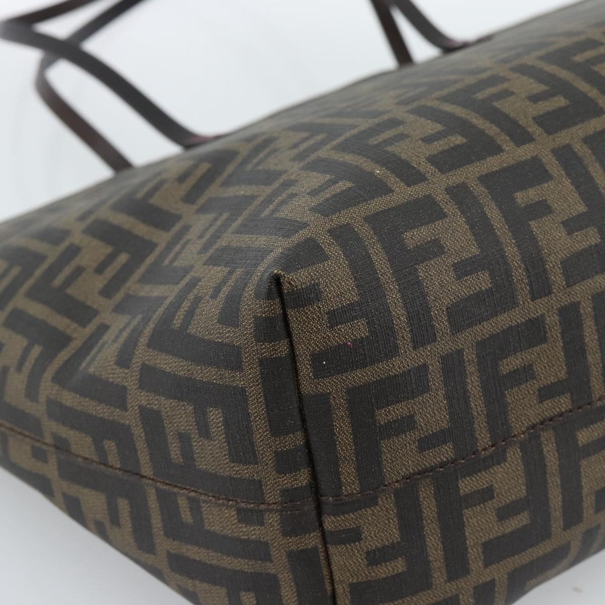 FENDI Zucca Canvas Tote Bag PVC Black Brown Auth 183274
