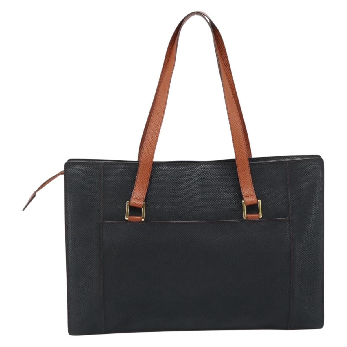 BOTTEGA VENETA Tote Bag PVC Canvas Black Gold Auth 183286