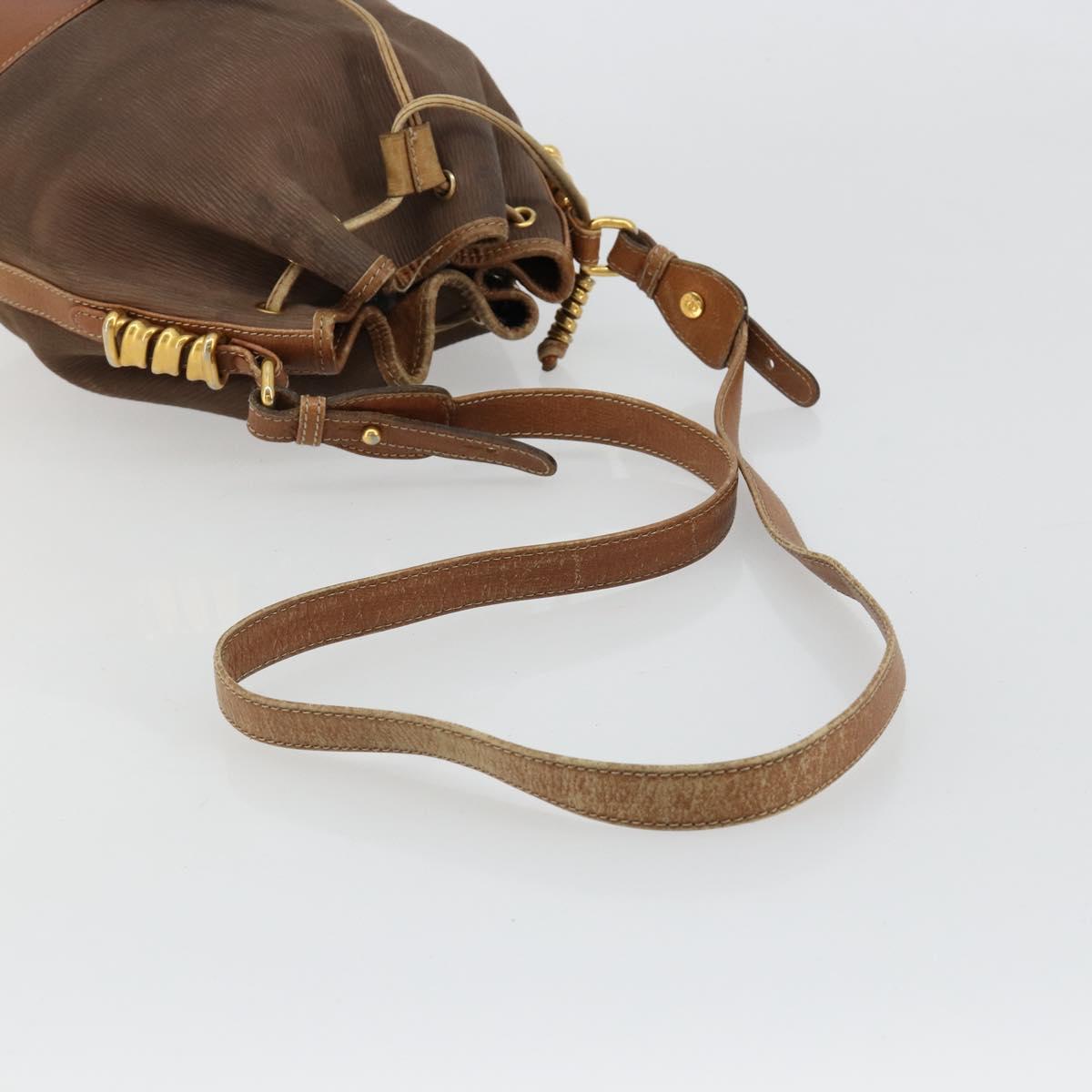 LOEWE Purse Shoulder Bag Suede Brown Gold Auth 183287